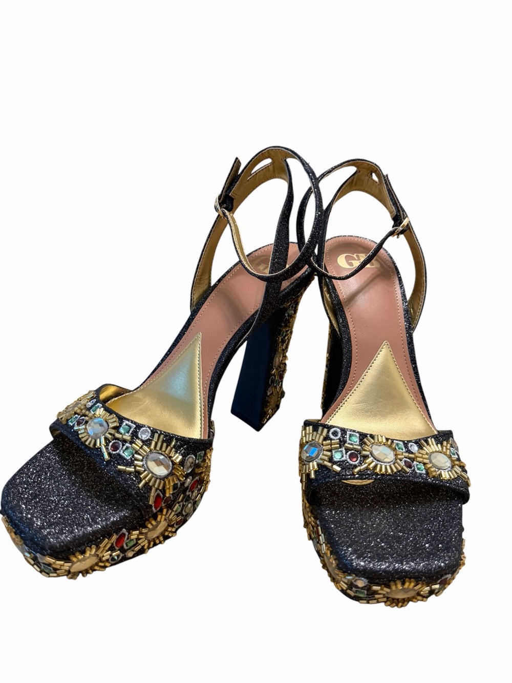 Jeweled Glitter Platform Block Heels Party Prom Wedding Gianni Bini NWOB - Picture 4 of 10